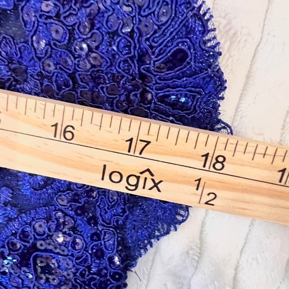 #A030   FT INC Royal Blue Lace Embroidered Sequin Sheer Top – Size XL – New - Picture 10 of 10